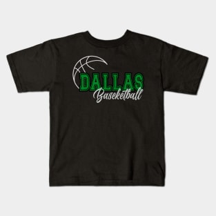 Classic Name Dallas Vintage Styles Green Basketball Kids T-Shirt